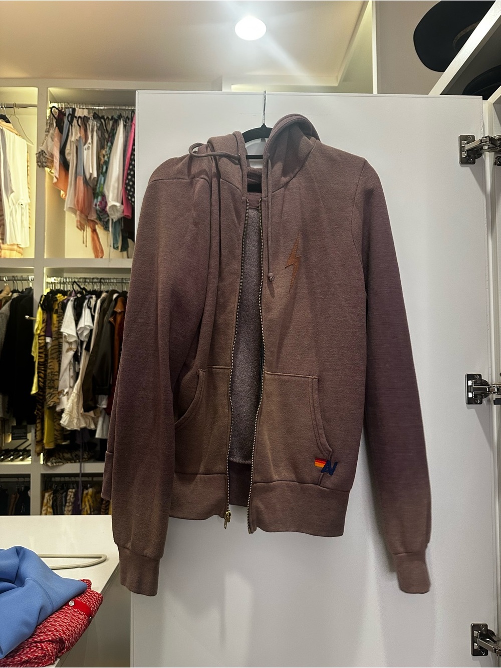 Aviator Nation Brown Zip-Up Hoodie Jacket